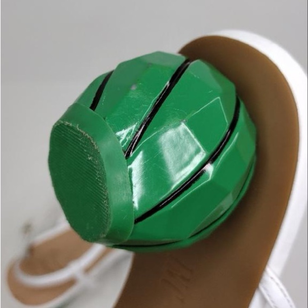 INC White Green Calise Square Toe Buckle Ankle Vacation Embellished Round Heel - Picture 13 of 15